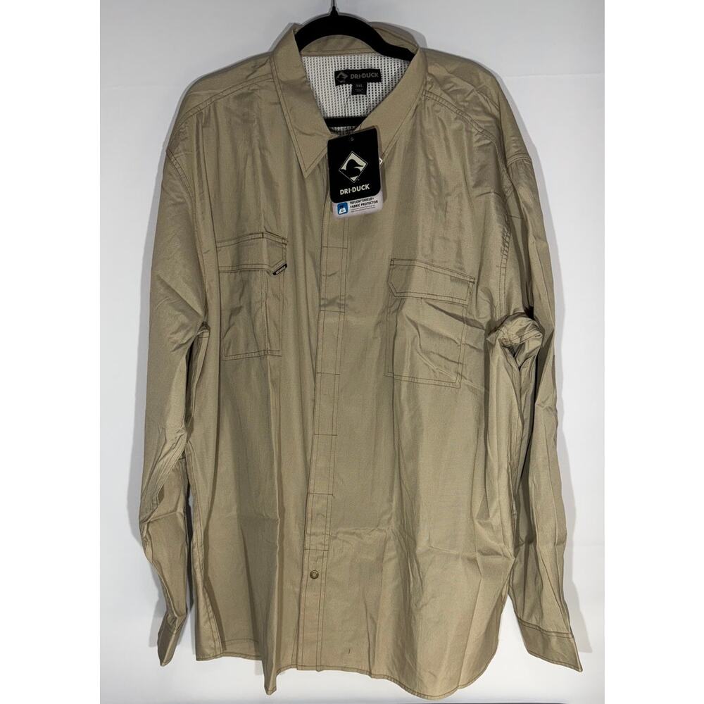 🆕️ DRI-DUCK Men's 3XL Outdoor Long Sleeve Shirt Khaki UPF
